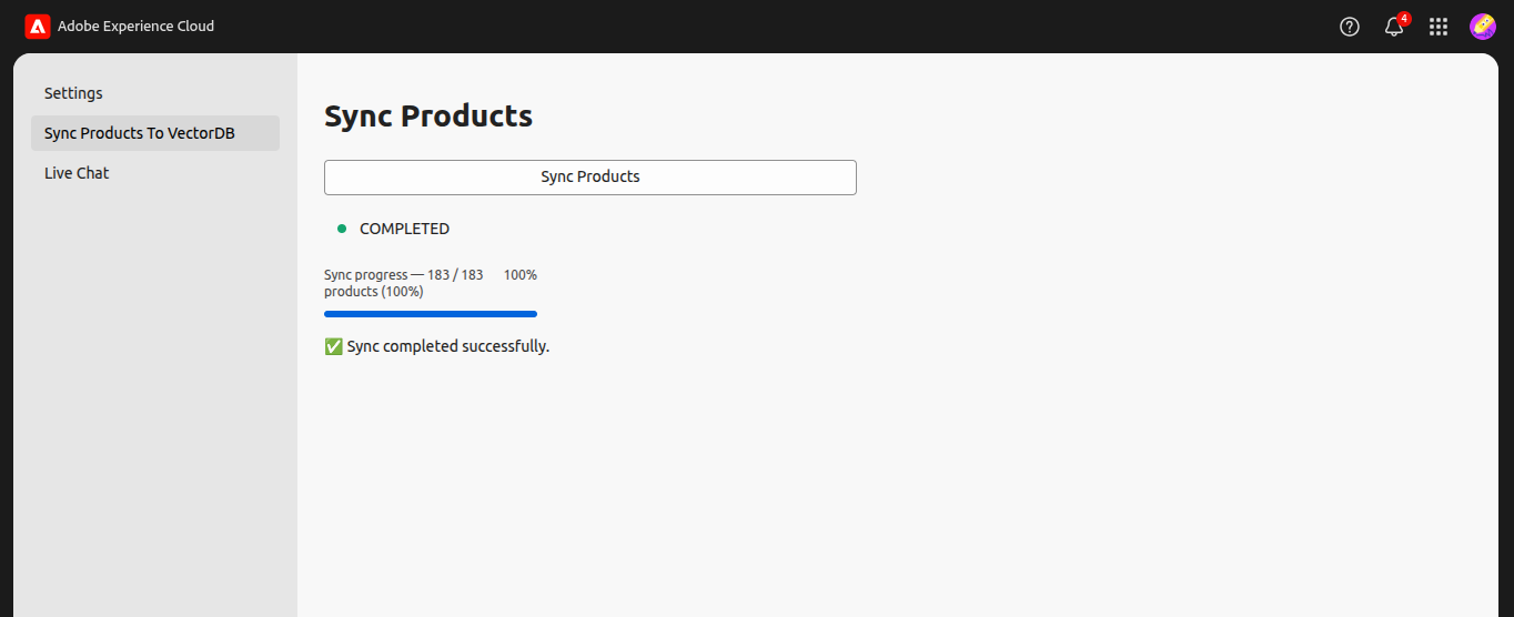 Product Sync Completed